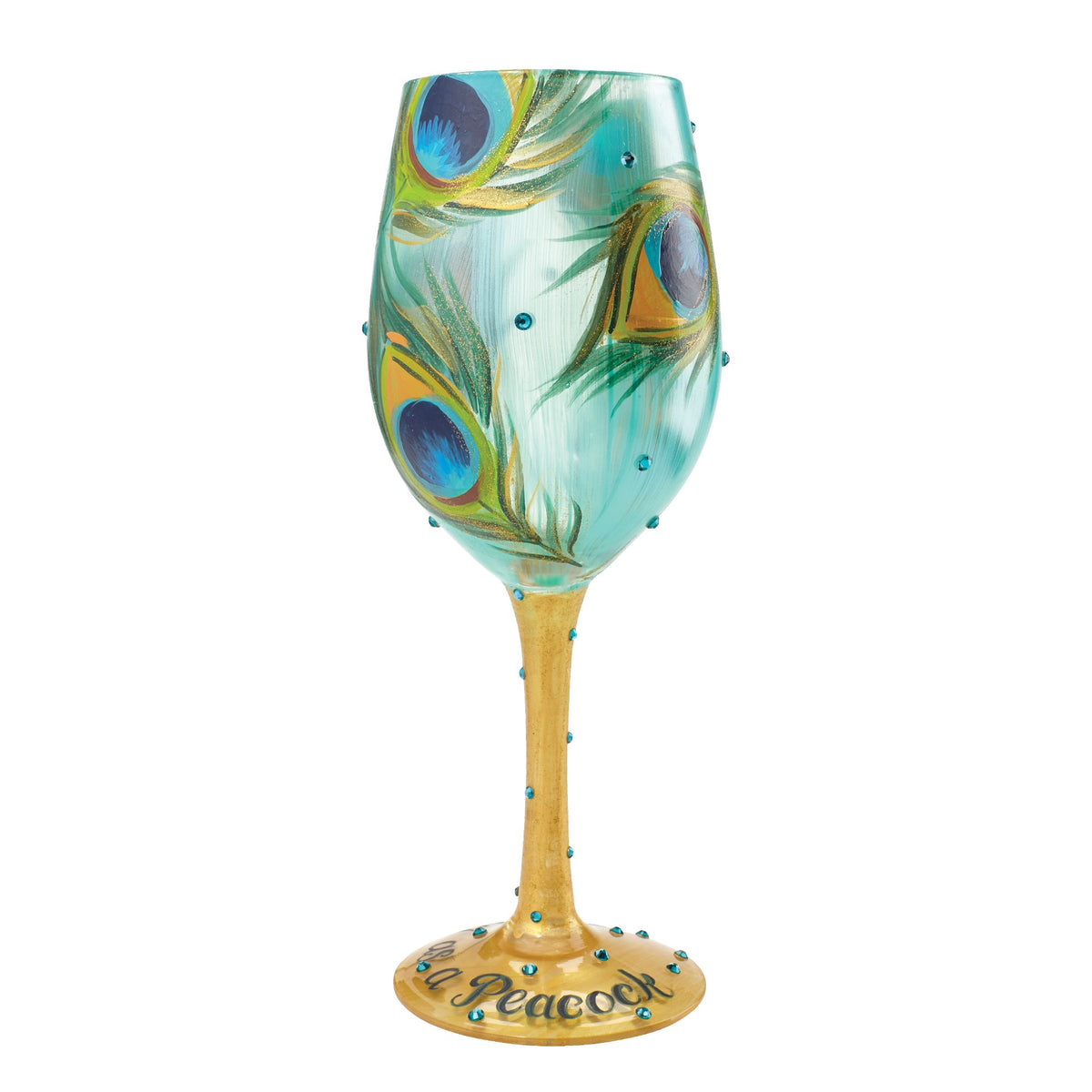 Wine Glass Pretty As A Peacock — Enesco Gift Shop