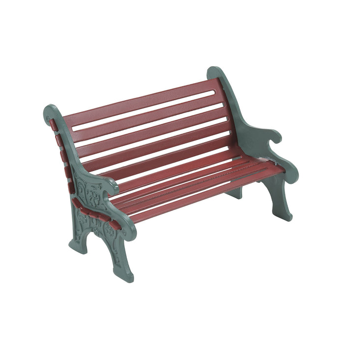 Red Wrought Iron Park Bench