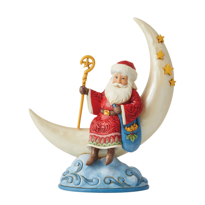 Santa on Cresent Moon Figurine