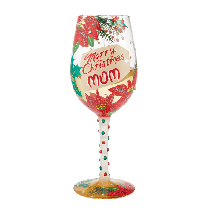 Merry Christmas Mom Wine Glass