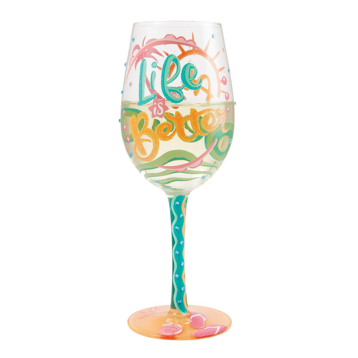 Life At The  Beach Wine Glass