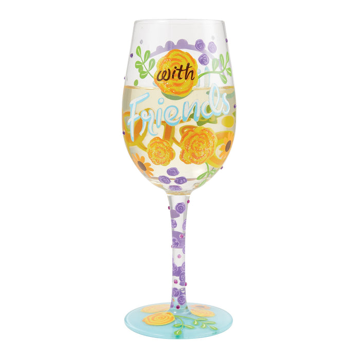 Life with Friends Wine Glass