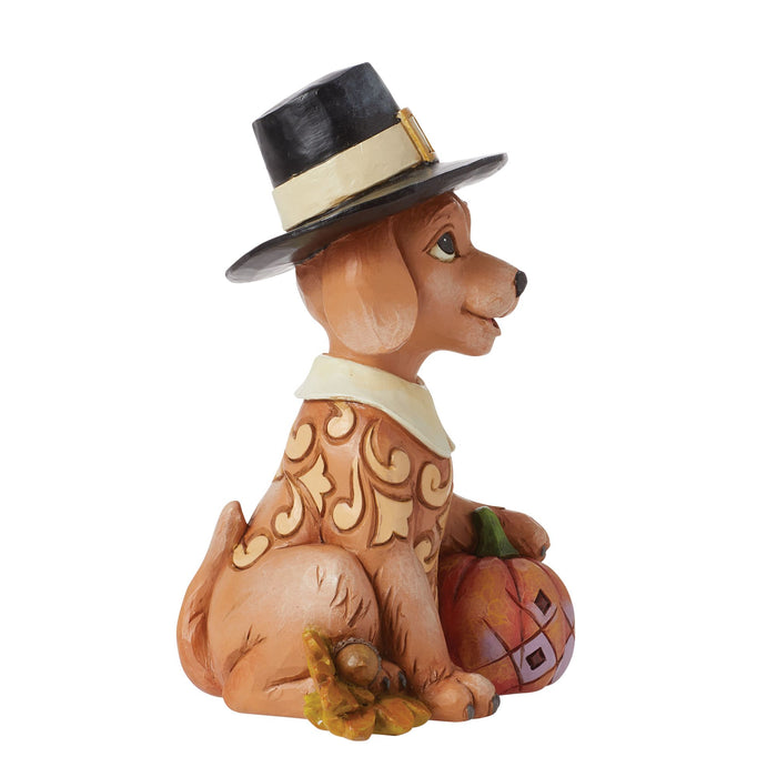 Dog with Pilgrim Hat Figurine