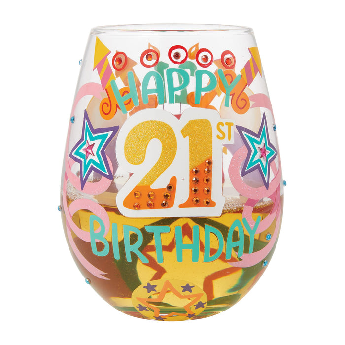 Happy 21st Stemless Wine Glass