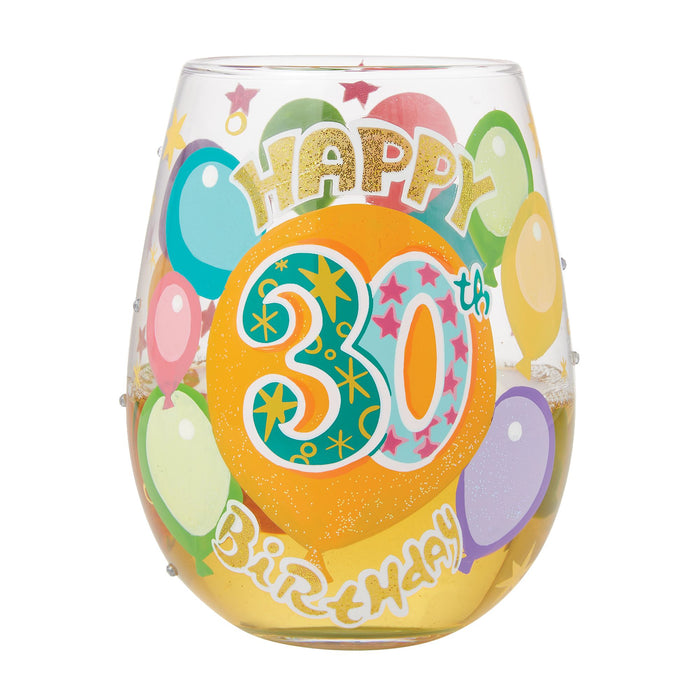 Happy 30th Stemless Wine Glass