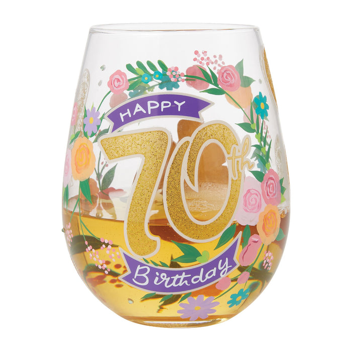 Happy 70th Stemless Wine Glass