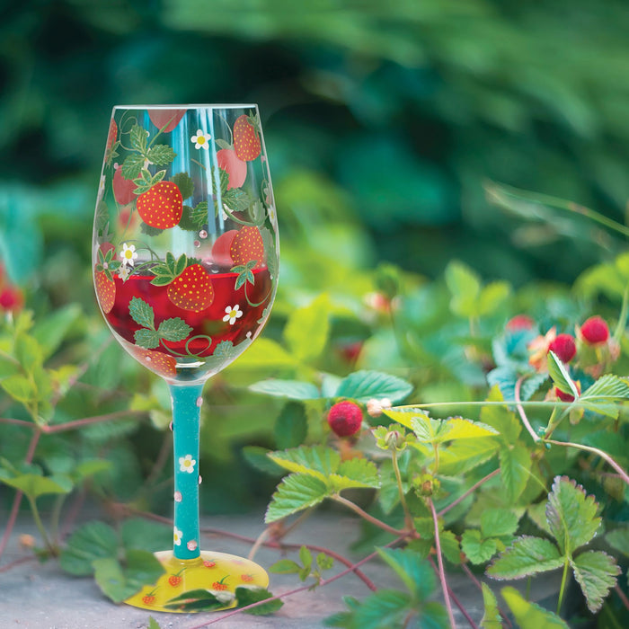 Strawberry Patch Wine Glass