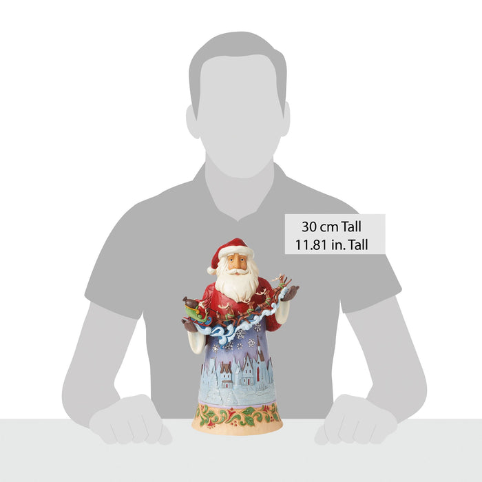 Santa Over Night Sky Figurine