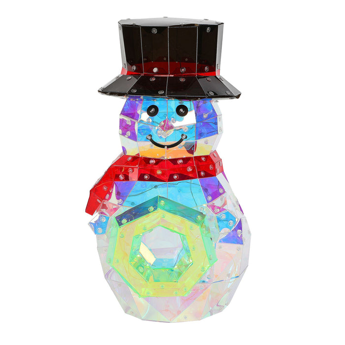 Lit Prism Snowman w/ Wreath