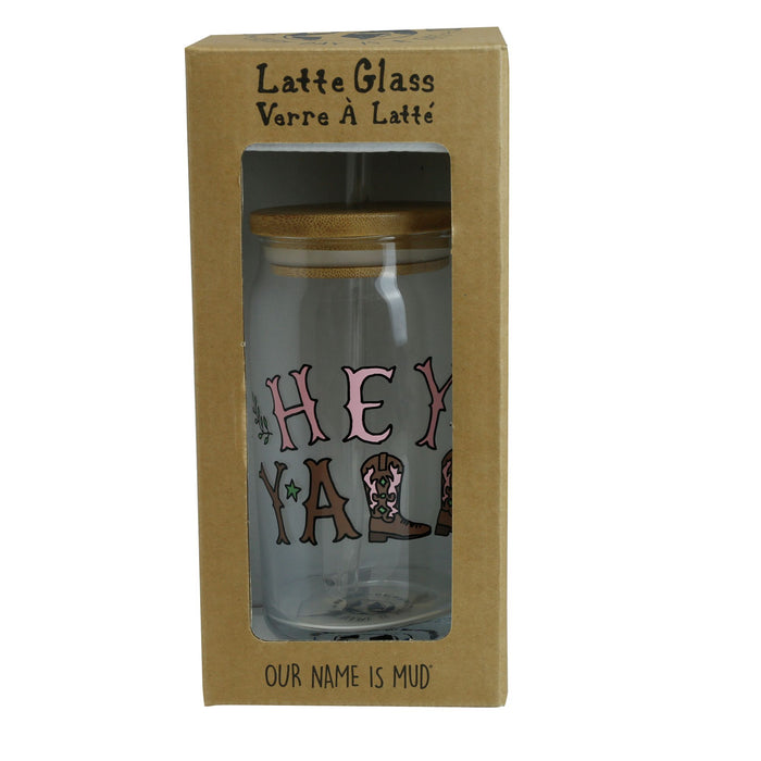 Hey Y All Latte Glass