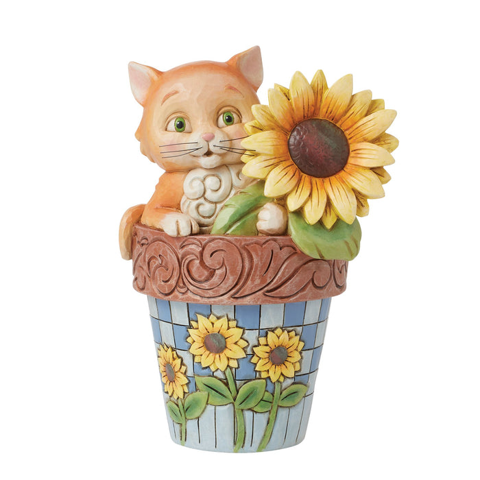 Cat in Flowerpot Figurine