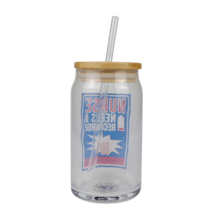 Nurse Latte Glass with Lid