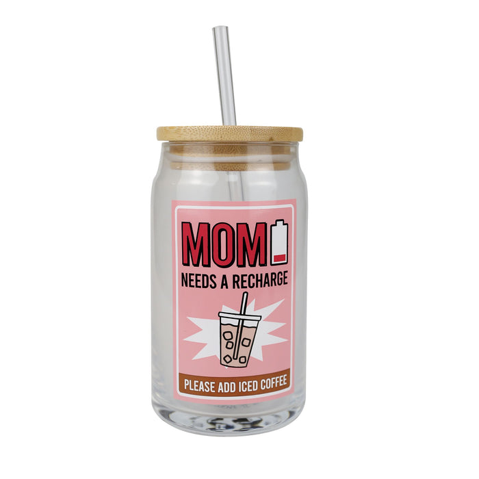 Mom Latte Glass with Lid