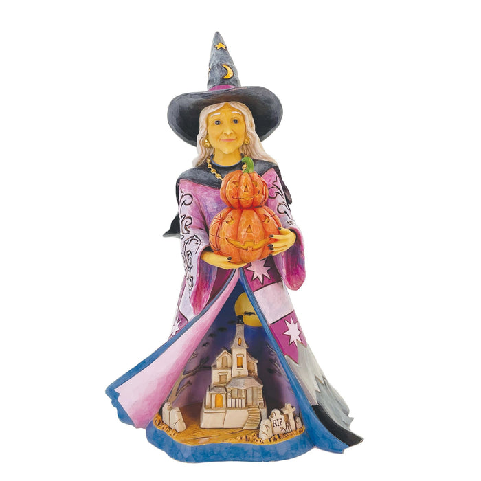 Witch Holding Pumpkins LED Fig