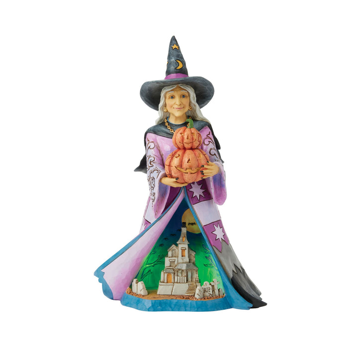 Witch Holding Pumpkins LED Fig