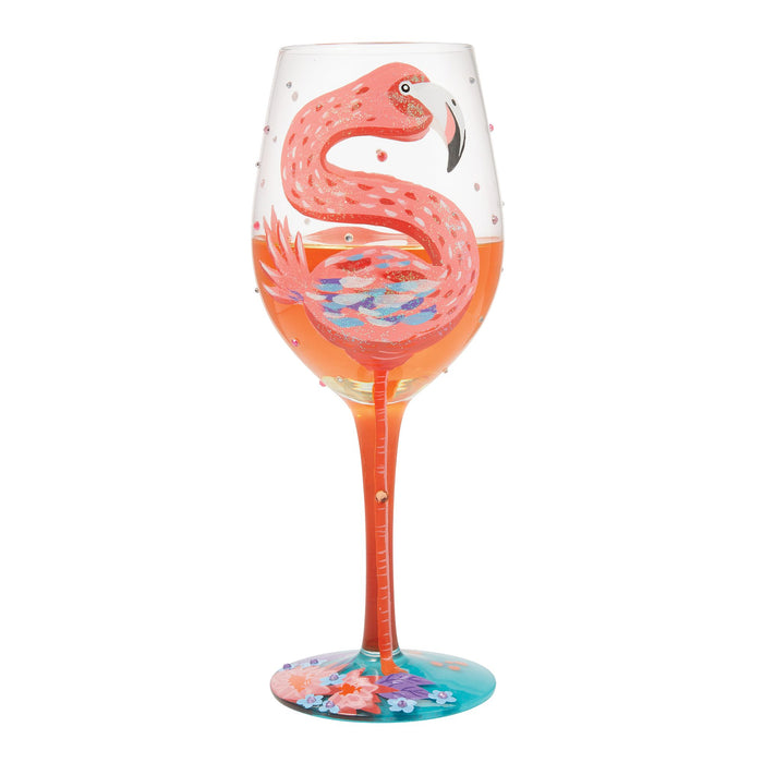 Fabulous Flamingos Wine Glass