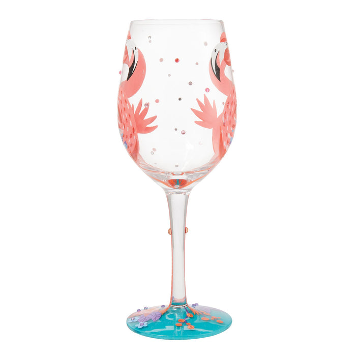 Fabulous Flamingos Wine Glass