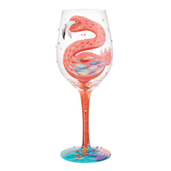 Fabulous Flamingos Wine Glass