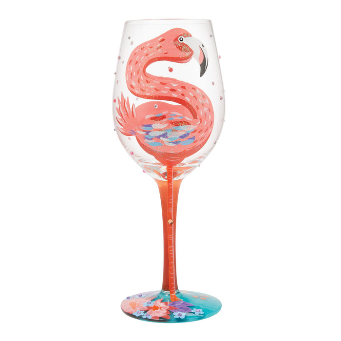 Fabulous Flamingos Wine Glass