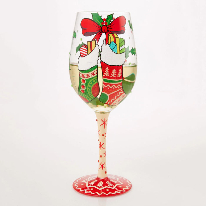 Stockings with Care Wine Glass