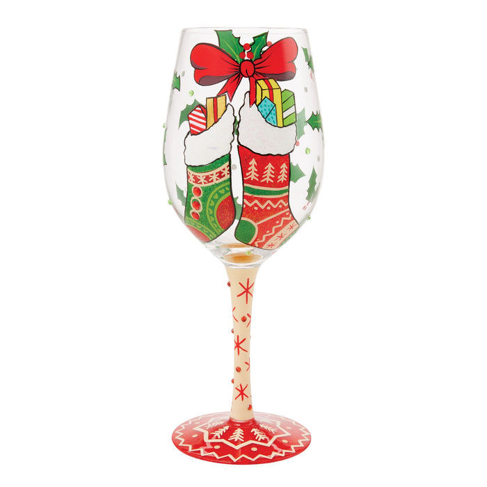 Stockings with Care Wine Glass