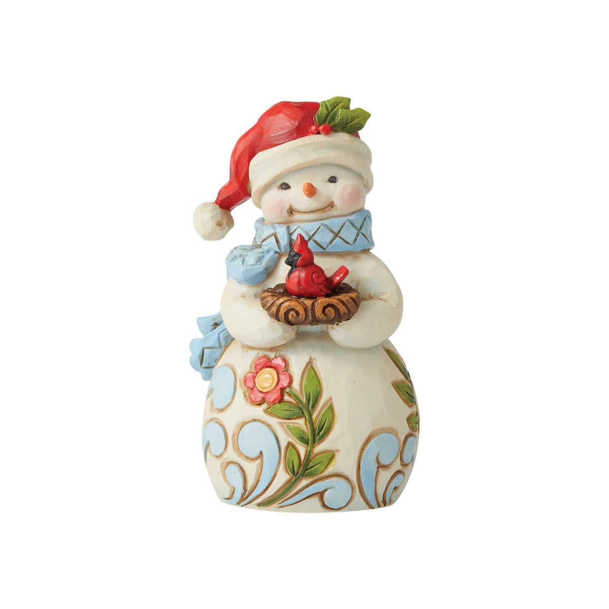 Jim Shore Heartwood Creek Mini Snowman with Gift & Candy Cane Figurine