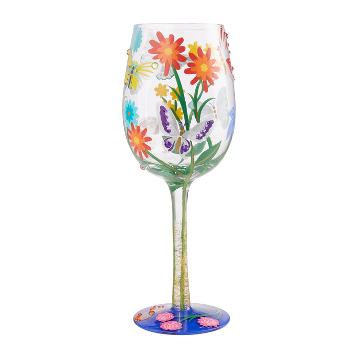Wine Glass Bejeweled Butterfly