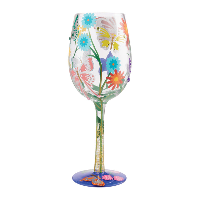 Wine Glass Bejeweled Butterfly