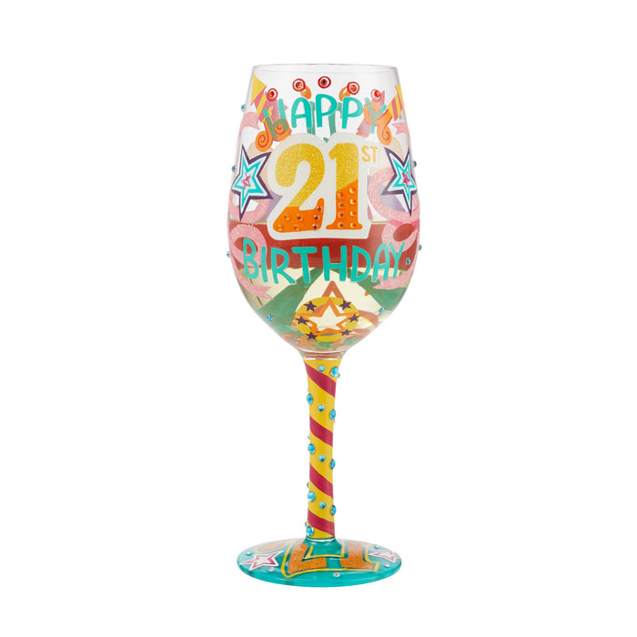 Wine Glass Happy 21st Birthday