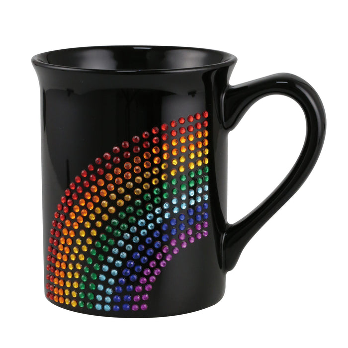 Rainbow Black Rhinestone Mug