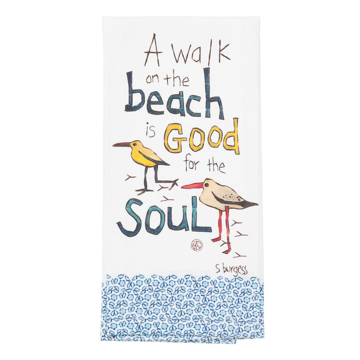 Walk on the Beach Tea Towel