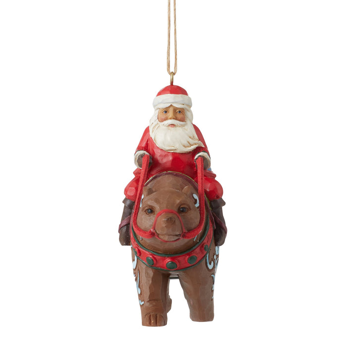 Santa Riding Bear Ornament