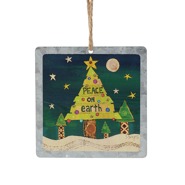 Peace Tree Tin Ornament
