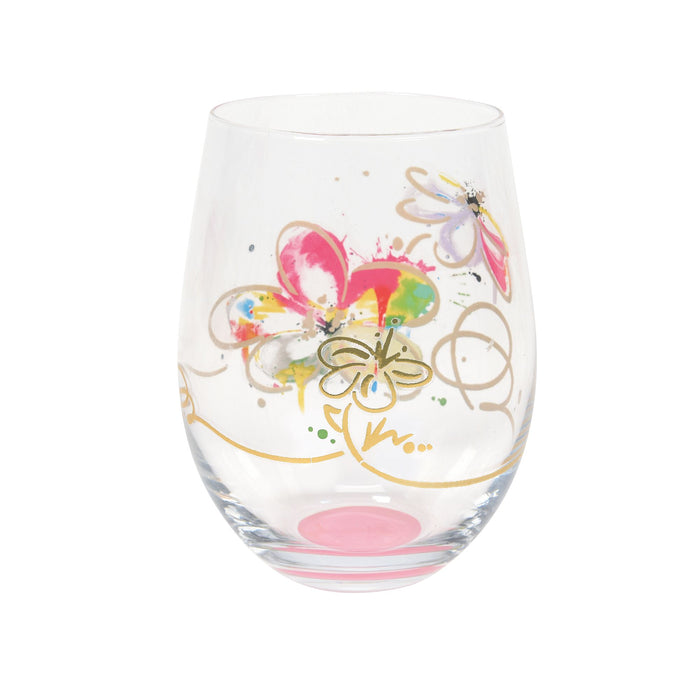 Flowers Stemless Wine Glass