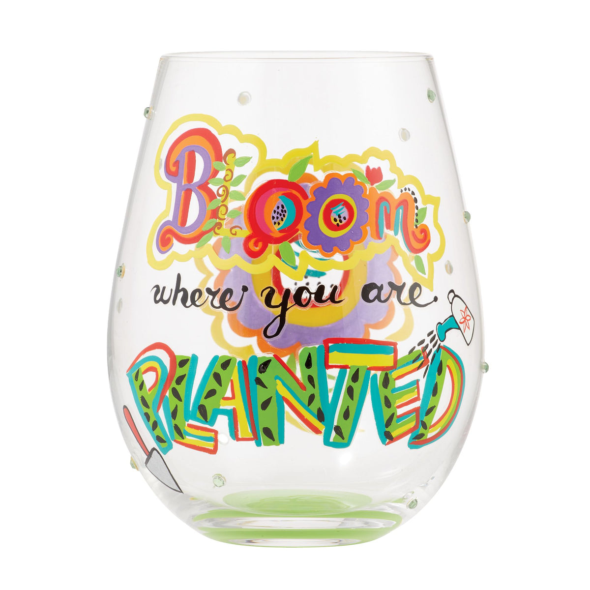 Lolita Jungle Beauty Handpainted Stemless Wine Glass, 20 oz.