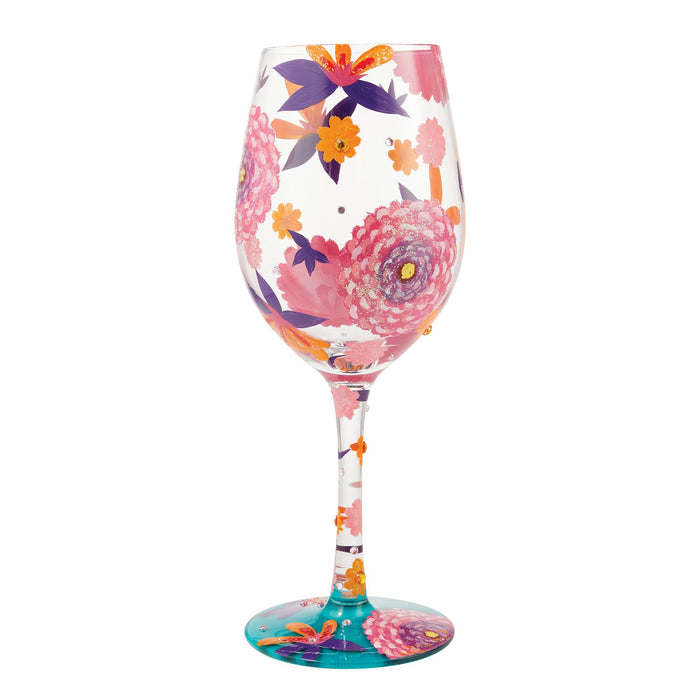 Funky Florals Wine Glass