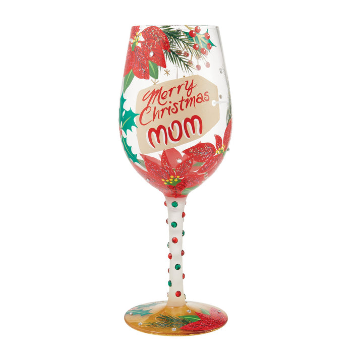 Merry Christmas Mom Wine Glass