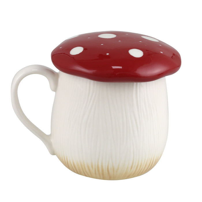 Sculpted Mushroom Mug with Lid
