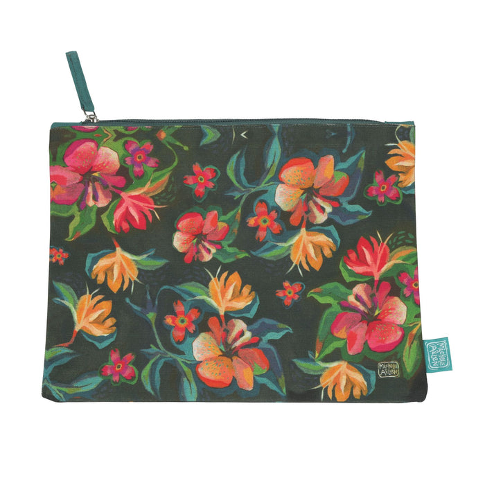 Moody Flowers Zip Pouch- Large
